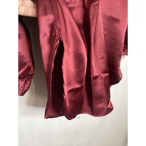 Vintage Victoria Secret Gold Label Womens P/S Pajama Top Wine Burgandy Satin - Picture 8 of 10